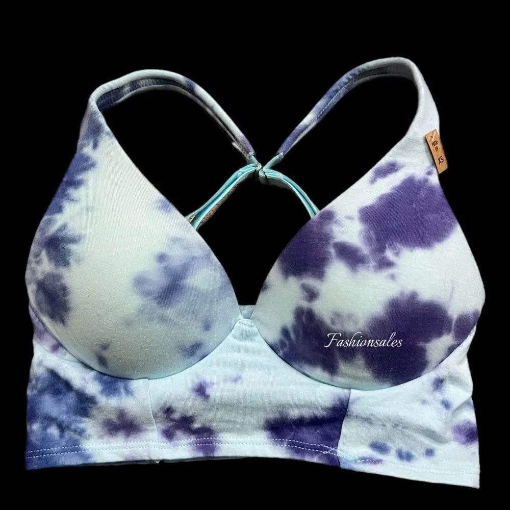 Victoria’s Secret Pink Lounging Wireless Push Up Padded Bralette bra blue Xs
